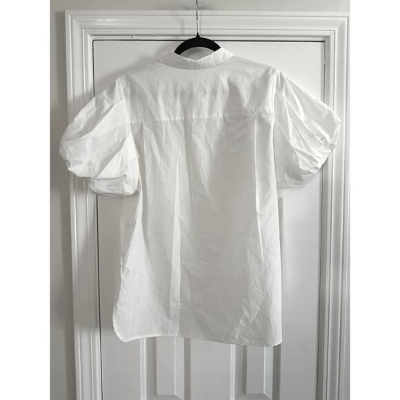 A LOVES A White Bubble Puff Sleeve Button Down Blouse Shirt Cotton - Sz Large - Picture 5 of 5
